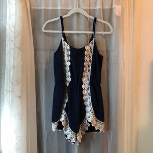 Navy and white romper